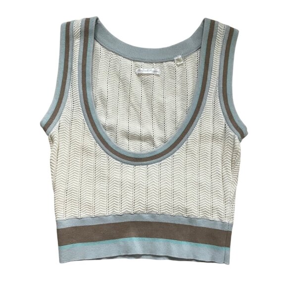 Original Penguin Womens Chevron Knit Tank Cream Blue BrownTop S - Picture 1 of 6